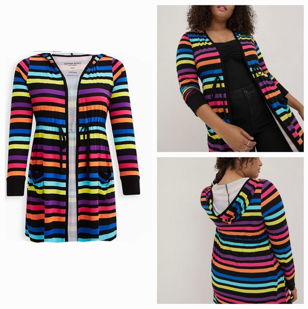 Torrid Rainbow Striped Cardigan